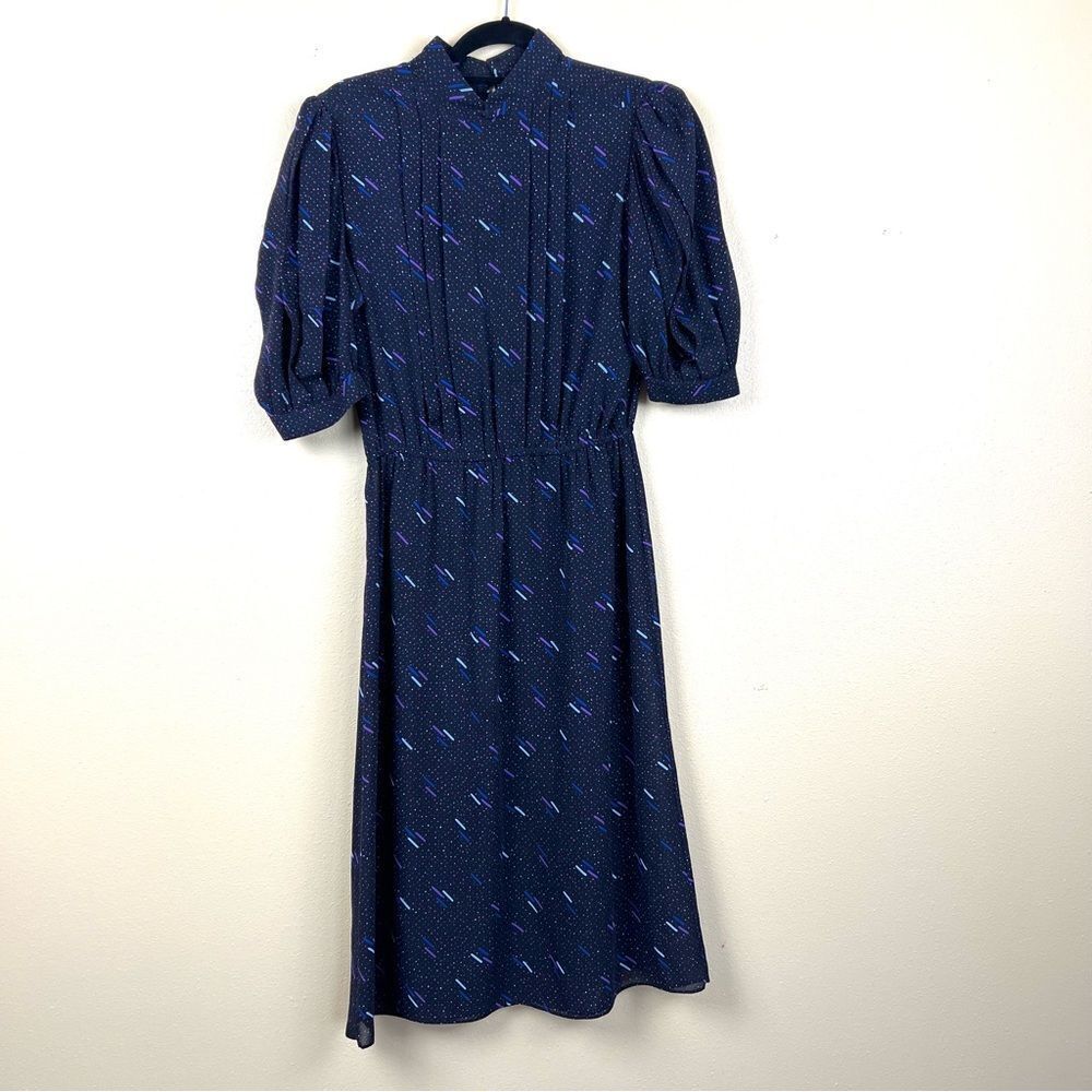 Vintage Charlee Allison Dress Polka Dot Sheer Black Size 14